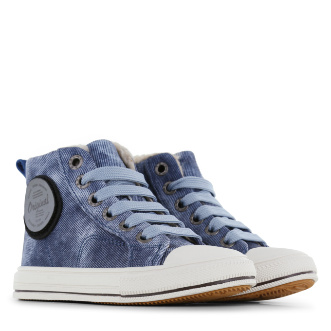Shoesme blauwe hoge sneaker met teddy voering