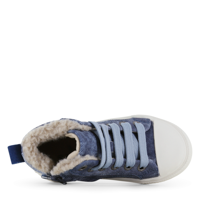 Shoesme blauwe hoge sneaker met teddy voering