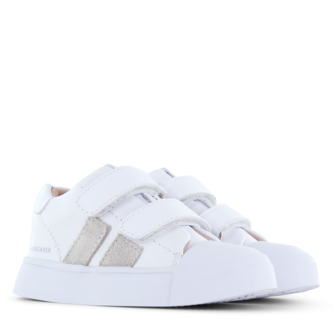 Shoesme witte sneaker met grijze stripings