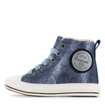 Shoesme blauwe hoge sneaker met teddy voering