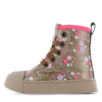 Shoesme bronzen bikerboot met bloemetjesprint